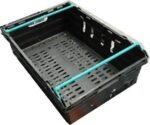 600x400x200 Bale Arm Crates - Black -Light Blue Arms