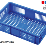 600x400x118mm Euro Stacking Container - Blue - Vented