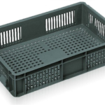 600x400x120mm Euro Box Container - Grey - Vented
