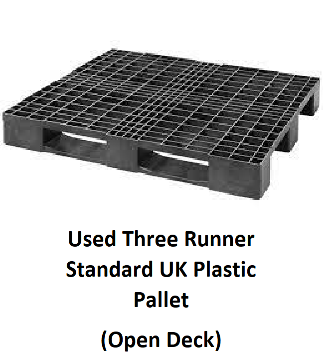 Used Three Runner Standard UK Plastic Pallet (Open Deck)