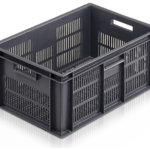 600x400x235mm Euro Box Container - Vented - Grey