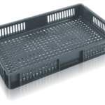 600x400x75mm Euro Box Container - Grey - Vented