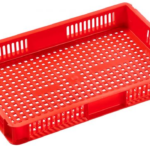 600x400x75mm Euro Box Container - Red - Vented