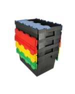 600x400x370 Black Stacked coloured Lidded Container (70 Ltr)