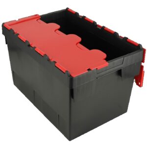 600x400x370 Black Red Lidded Container (70 Ltr)