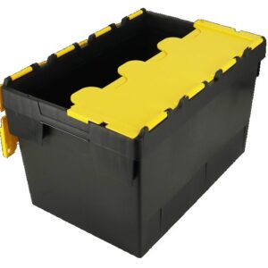 600x400x370 Black / Yellow Lidded Container (70 Ltr)