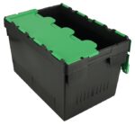 600x400x370 Black Green Lidded Container (70 Ltr)