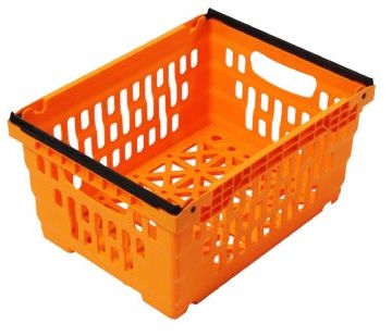 64300bac Orange 600x400x300 Maxinest bale arm crate Orange solid base