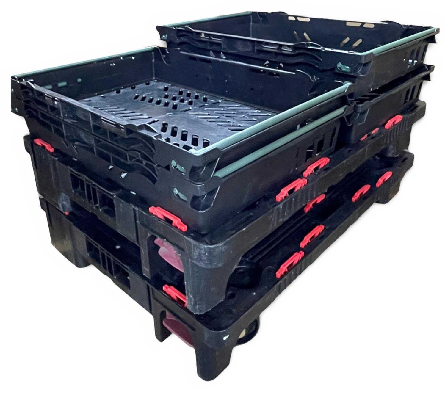 u64100bac Blk on dollies_inPixio Maxinest bale arm crate – 600x400x100mm